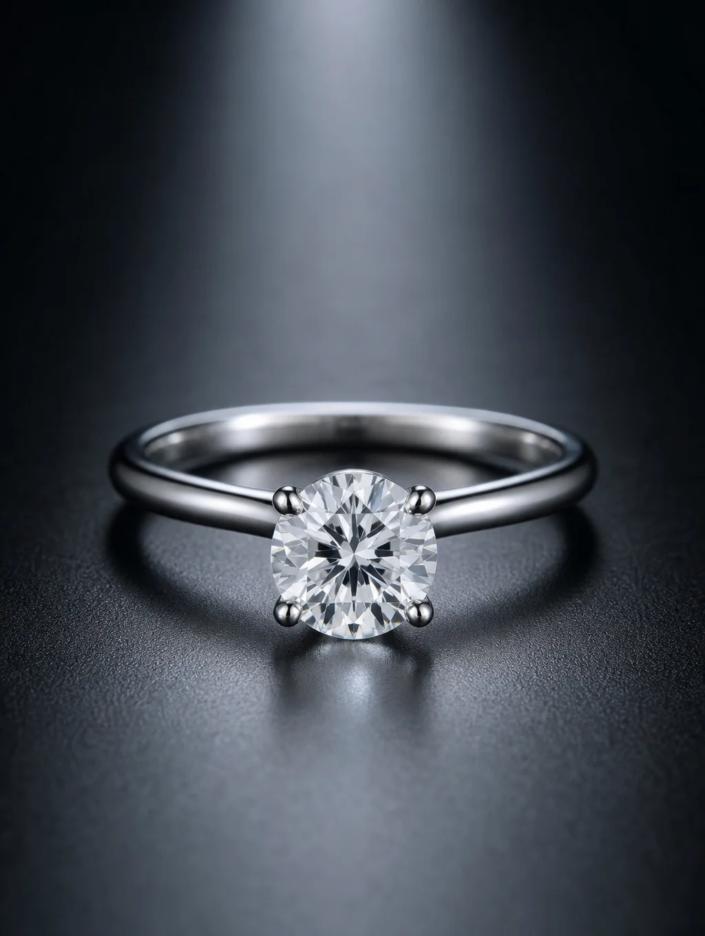 Handcrafted diamond engagement ring on a velvet surface