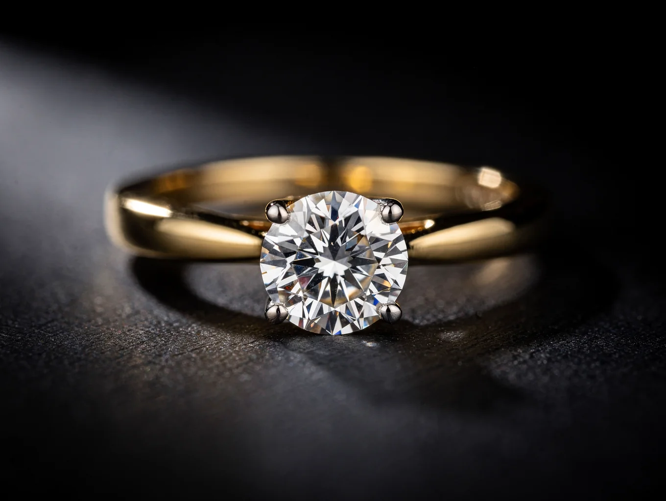 Close-up macro detail of gold ring setting